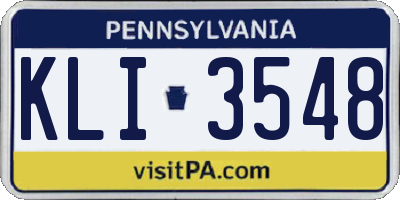 PA license plate KLI3548