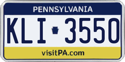 PA license plate KLI3550