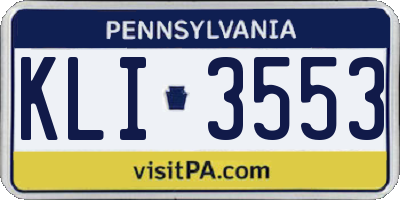 PA license plate KLI3553