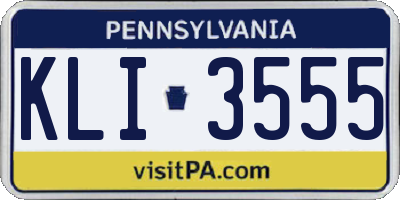 PA license plate KLI3555