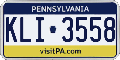 PA license plate KLI3558