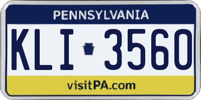 PA license plate KLI3560