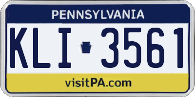 PA license plate KLI3561