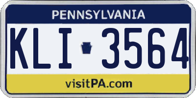 PA license plate KLI3564