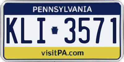 PA license plate KLI3571