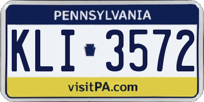 PA license plate KLI3572