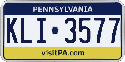 PA license plate KLI3577