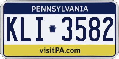 PA license plate KLI3582