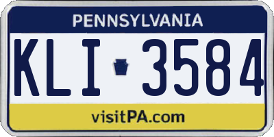 PA license plate KLI3584