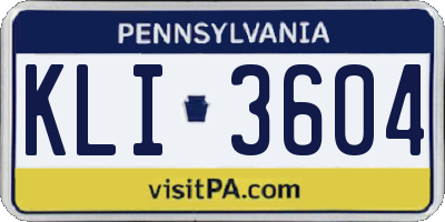 PA license plate KLI3604