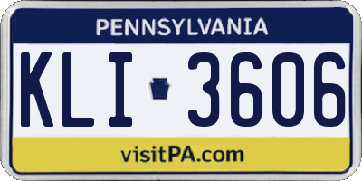 PA license plate KLI3606