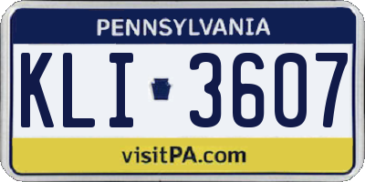 PA license plate KLI3607