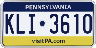 PA license plate KLI3610