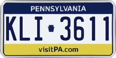 PA license plate KLI3611