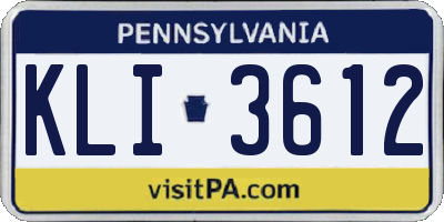 PA license plate KLI3612
