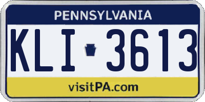PA license plate KLI3613