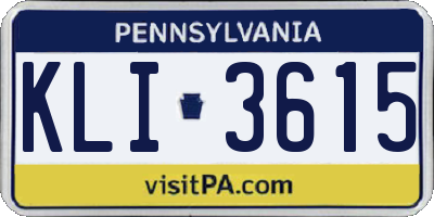 PA license plate KLI3615