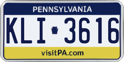 PA license plate KLI3616