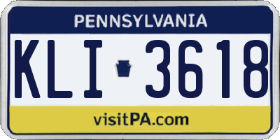 PA license plate KLI3618