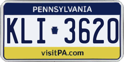 PA license plate KLI3620