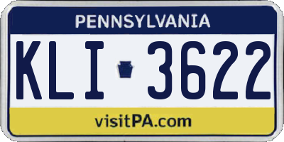 PA license plate KLI3622