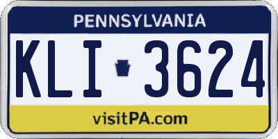 PA license plate KLI3624