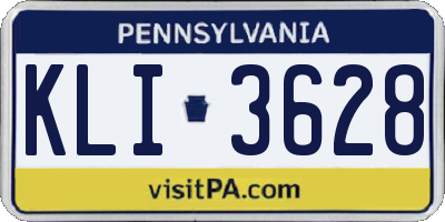 PA license plate KLI3628