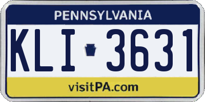 PA license plate KLI3631