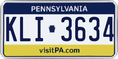 PA license plate KLI3634