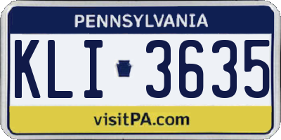 PA license plate KLI3635