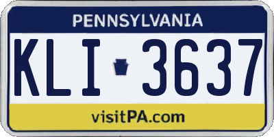 PA license plate KLI3637