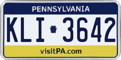 PA license plate KLI3642