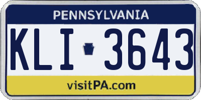 PA license plate KLI3643