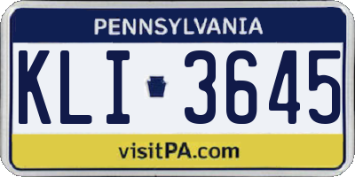 PA license plate KLI3645