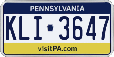 PA license plate KLI3647