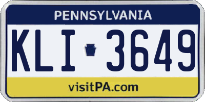PA license plate KLI3649