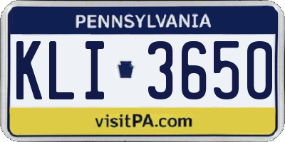 PA license plate KLI3650
