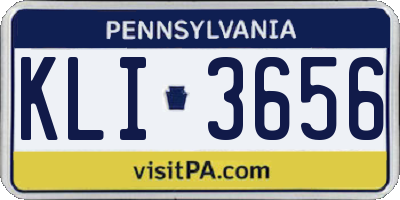 PA license plate KLI3656
