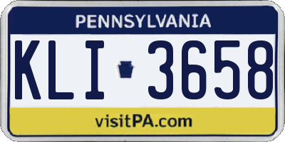 PA license plate KLI3658
