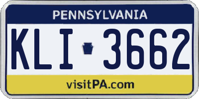 PA license plate KLI3662