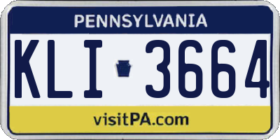 PA license plate KLI3664