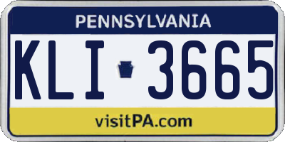 PA license plate KLI3665