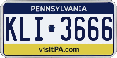 PA license plate KLI3666