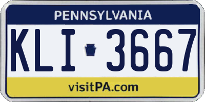 PA license plate KLI3667