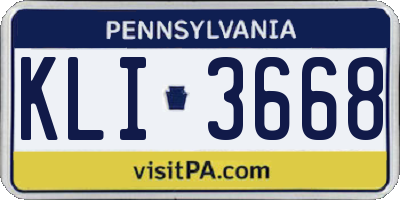 PA license plate KLI3668