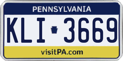 PA license plate KLI3669