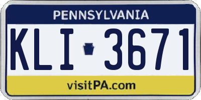 PA license plate KLI3671