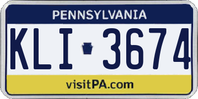 PA license plate KLI3674