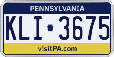 PA license plate KLI3675