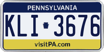 PA license plate KLI3676
